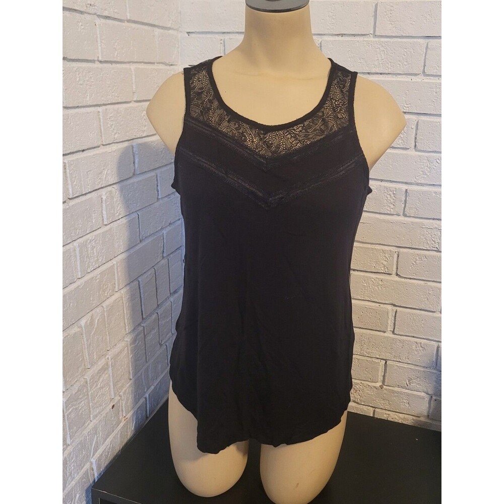 Merona Black Lace Yoke Sleeveless Tank Top - Size XS